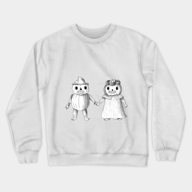 Pottsfield Pumpkin Couple Crewneck Sweatshirt by Drawlander